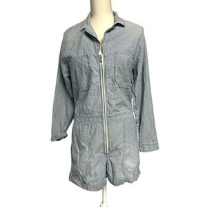 Ag Adriano Goldschmeid Rochelle Blue Chambray Pinstripe Romper Women's Medium